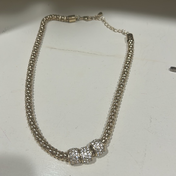 Gold filled necklace with rhinestones and bracelet to match - Picture 3 of 5